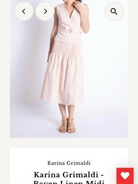 Karina Grimaldi Blush Linen Midi Skirt